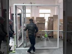 Puertas plegables de aluminio de corte térmico de vidrio doble templado