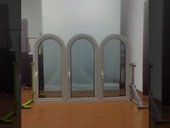 Vidrieras de doble templado de aluminio Casement Ventanas marrones Ventanas de arco moderno personalizado